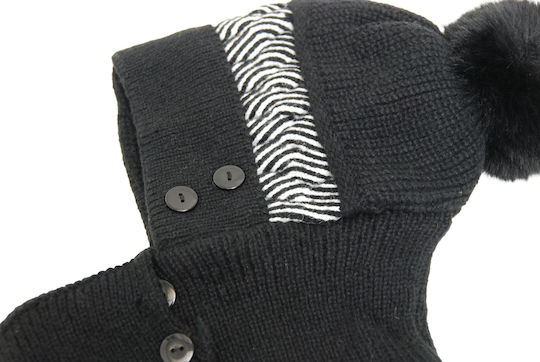Set with Beanie Knitted in Black color