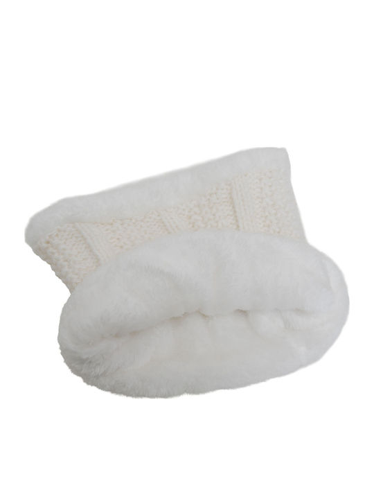 Set with Beanie Knitted in White color