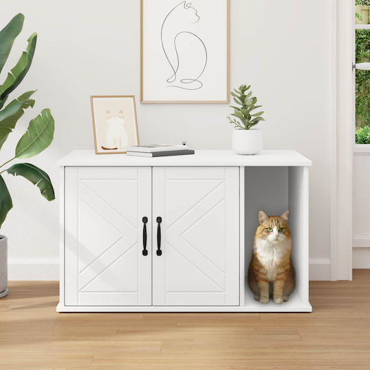 vidaxl Katzenbett Weiß 85 x 55 x 50 cm Bearbeitetes Holz