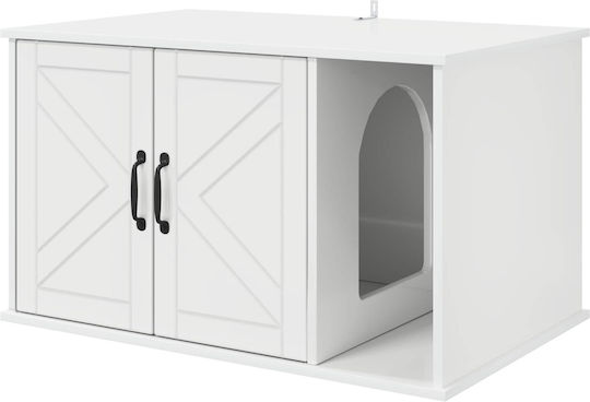 Vidaxl Σπίτι Γάτας Λαμπερό Λευκό 85 X 55 X 50 Εκ Επεξεργασμένο Ξύλο