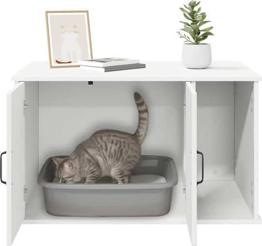 vidaxl Katzenbett Weiß 85 x 55 x 50 cm Bearbeitetes Holz