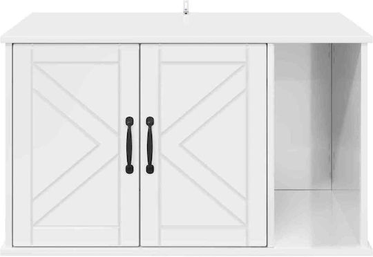 Vidaxl Σπίτι Γάτας Λαμπερό Λευκό 85 X 55 X 50 Εκ Επεξεργασμένο Ξύλο