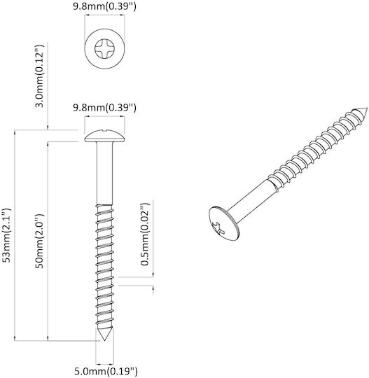vidaXL Ξυλόβιδα με Διάμετρο M9.8 και Μήκος 53mm 3273τμχ