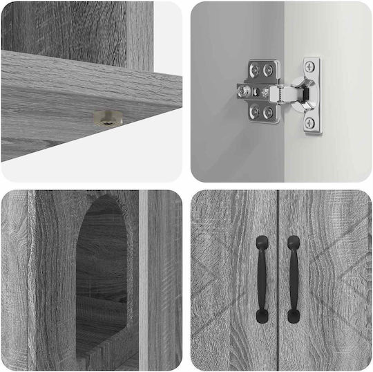 Vidaxl Cat House Gray Sonoma 85 x 55 x 50 cm Engineered Wood