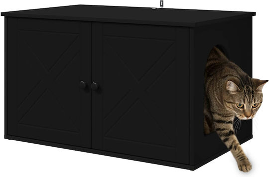Vidaxl Σπίτι Γάτας Μαύρο 85 X 55 X 50,5 Εκ Επεξεργασμένο Ξύλο