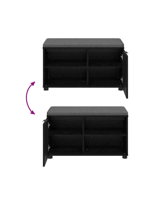Entry Furniture with Bench Black Beech 80x38x46cm