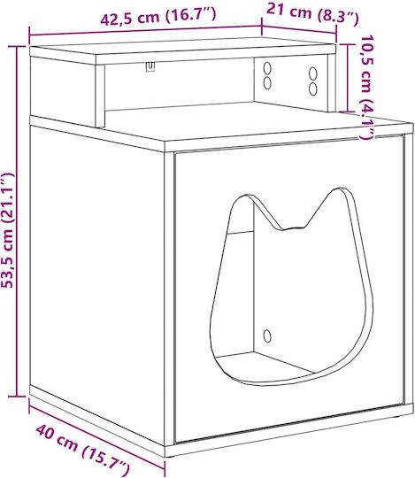 Vidaxl Σπίτι Γάτας Λευκό 42.5 X 40 X 52.5 Εκ Επεξεργασμένο Ξύλο