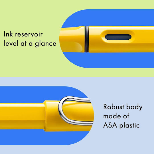 Lamy 018 Safari Πένα Γραφής Medium Κίτρινη από Πλαστικό με Μπλε Μελάνι