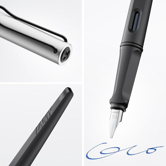 Lamy Set Calligraphy Stub 1.5mm Black Fountain Pen Made of Aluminum with Black Ink