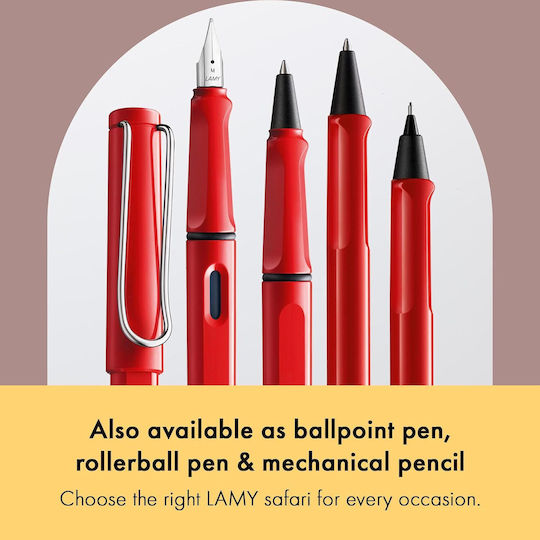 Lamy Safari 016 Stilou Fine Roșu Din Plastic Cu Cerneală Albastră