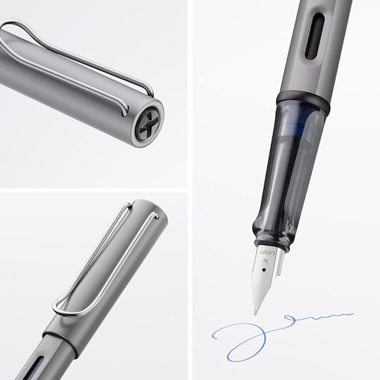 Lamy Al Star 026 Πένα Γραφής Medium Γκρι από Αλουμίνιο με Μπλε Μελάνι