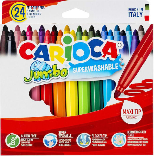 Carioca Jumbo Washable Drawing Markers 6mm Thick Set 24pcs (6 Packages)