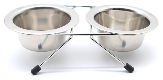Croci Edelstahl Schalen Futter & Wasser für Hund & Katze auf Basis von 2x 470ml 13cm