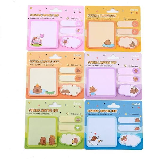 Σετ Αυτοκόλλητων Σελιδοδεικτών & Sticky Note Capybara Salmon Itotal