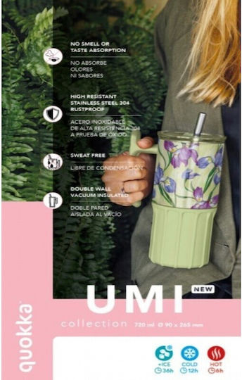 Quokka Handled Tumbler Stainless Steel BPA Free 720ml Green Tea with Straw and Handle