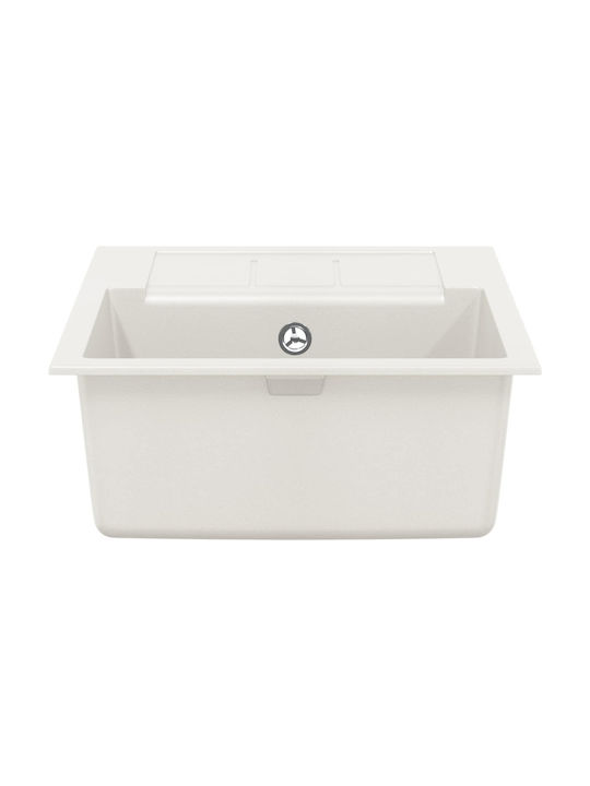 vidaXL Drop-In Sink Synthetic Granite W62xD50cm White