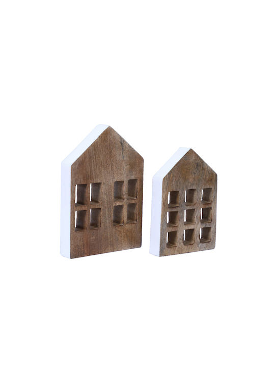 Muse Deco Σπιτι Ξυλο Mango Φυσικο Λευκο 12x2,5xh18cm 6τμχ