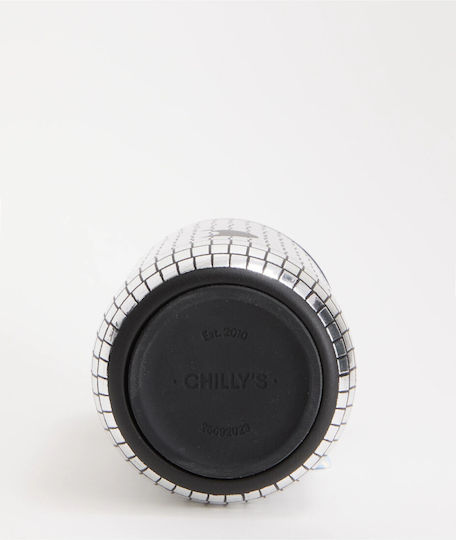 Chilly's Series 2 Disco Kids Water Bottle Thermos Stainless Steel with Screw Cap Non Spill Silver 500ml