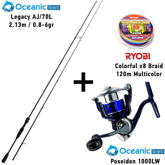 Oceanic Tiny 702UL Fishing Rod for Light Rockfishing with Reel 2.13m 0.8-6gr Dalibor 1000HS