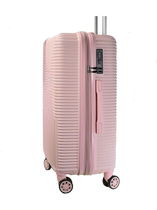 Bartuggi Großer Hartreise-Koffer Rosa mit 4 Rädern Höhe 77cm