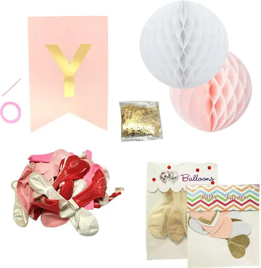Парти Декорация Birthday Jup 6202358 1-137 Гирлянда С Балони 43 Бройки Розова