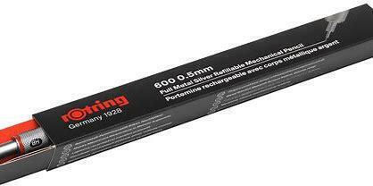 Rotring 600 Mechanical Pencil for Drawing Metallic 1pcs Silver
