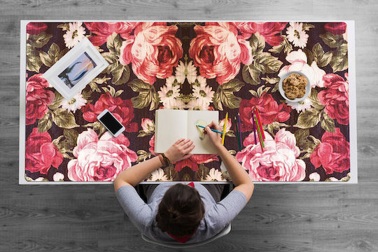 Desk Protector Scratches Red Roses 100x50 Cm