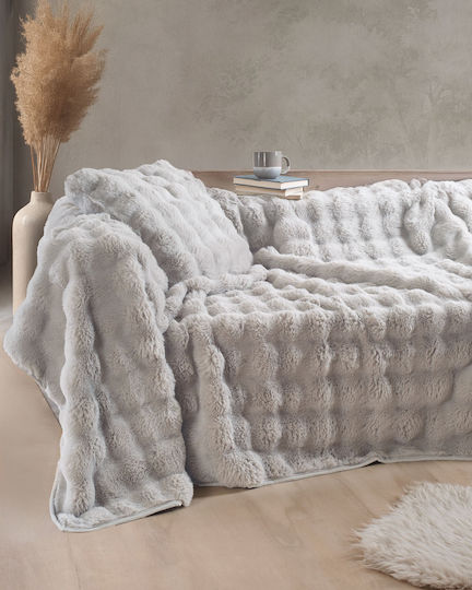 Rythmos Rabbit Sofa Throw Fur 180x240cm Gray