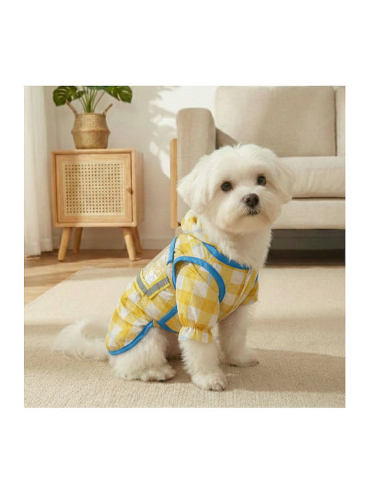 Bonnie Small Waterproof Dog Jumpsuit Yellow Plaid with Transparent Visor