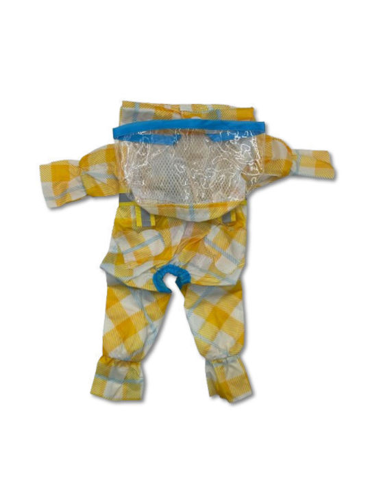 Bonnie Medium Waterproof Dog Jumpsuit Yellow Plaid Transparent Visor