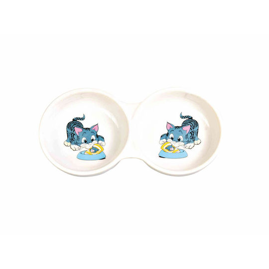 Trixie Kitty Ceramică Bol Mâncare & Apă pentru Câine & Pisică 2x 150ml 11cm în Culoare Alb