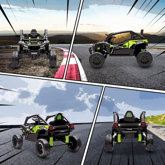 Kawasaki Buggy Cu Un Loc Cu Telecomandă Licențiat 12 Volți Negru