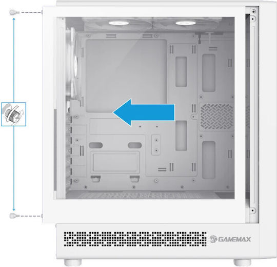 GameMax Storm 2 AW Gaming Midi Tower Computer Case with Side Window and ARGB Lighting White