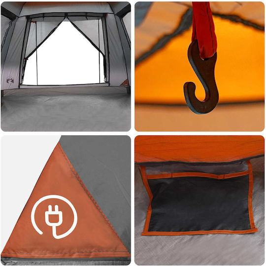vidaXL Summer Camping Tent Grey with Double Cloth for 3 People 205x205x143cm