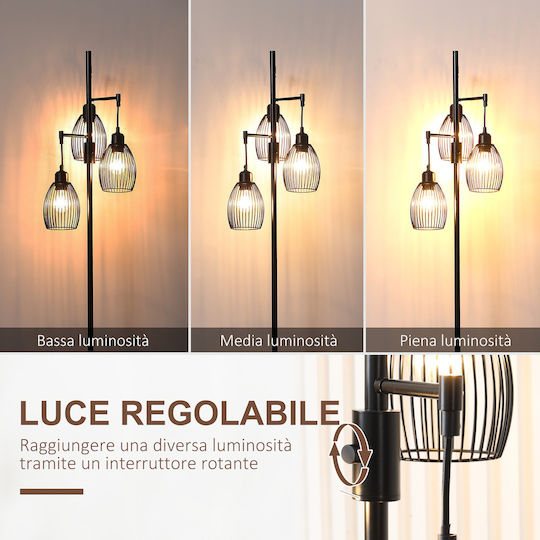 HomCom Floor Lamp H170.5xW30cm. with Socket for Bulb E27 Black