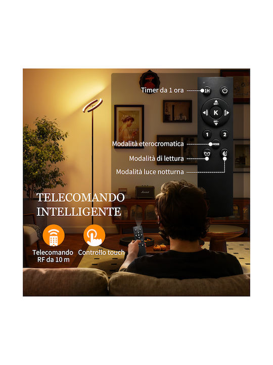 HomCom LED Floor Lamp with Warm White Light 3100lm Black