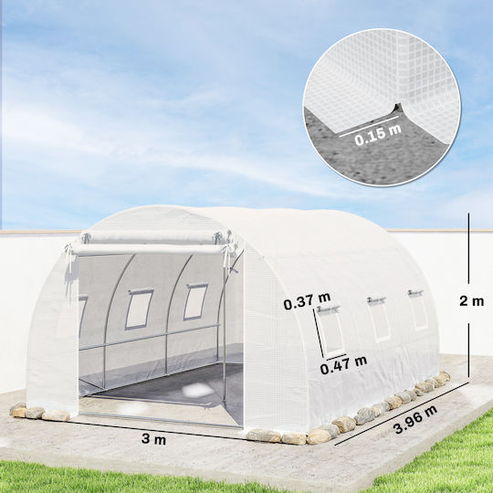 Outsunny 84H-540V00WT Θερμοκήπιο Τούνελ 3.96x3x2m