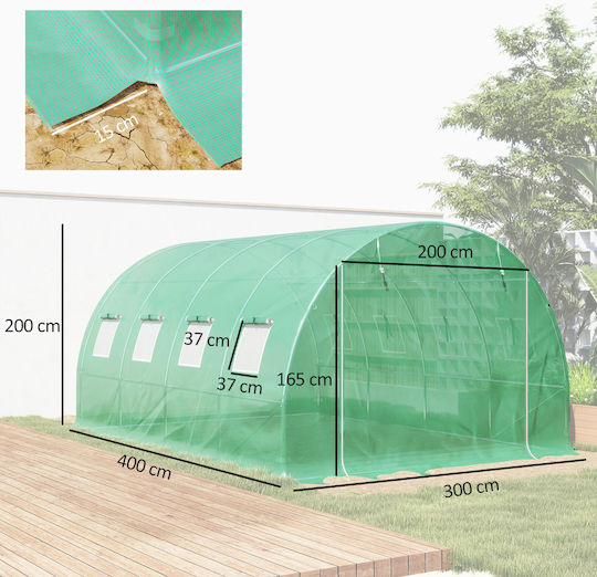 Outsunny 845-382V10GN Greenhouse Tunnel 4x3x2m