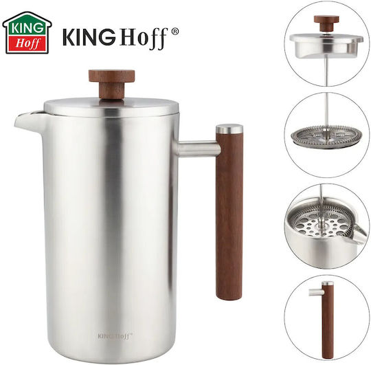 KING Hoff Manual Filter Coffee Maker Stainless Steel Silver 1lt