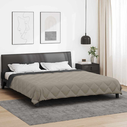vidaXL Παπλωματοθήκη Διπλή 200x220 Ανοιχτό Γκρι, Ανθρακί