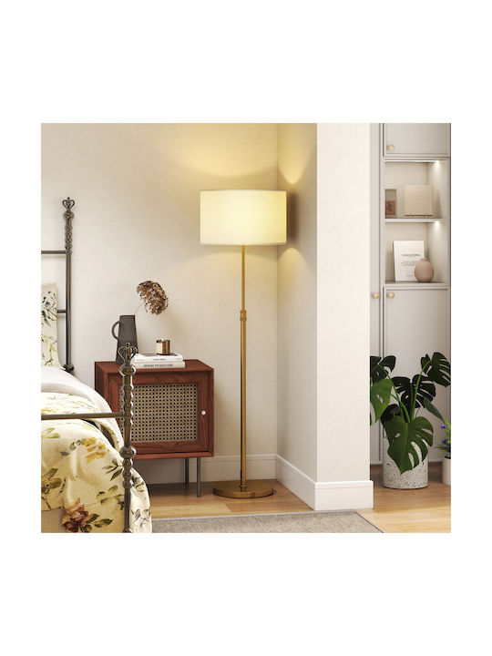 HomCom LED Floor Lamp H133xW40cm. with Adjustable White Light 800lm Gold