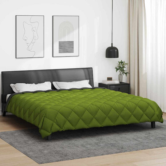 vidaXL Παπλωματοθήκη Διπλή 200x200 Πράσινο, Ανθρακί