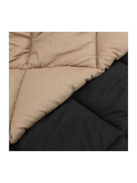vidaXL Pătură Supredublă 220x260 cm Neagră, Tabac