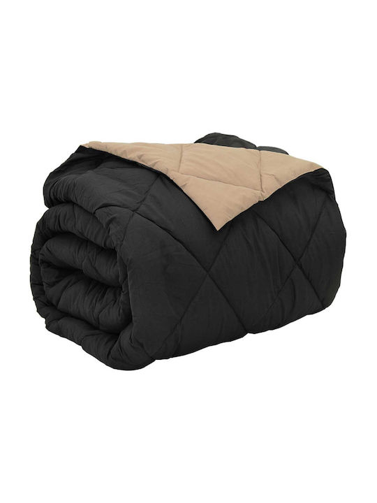 vidaXL Pătură Supredublă 220x260 cm Neagră, Tabac