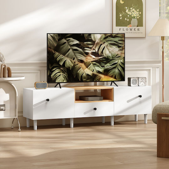 TV Stand White and Wooden Colour M150xD35xH45cm