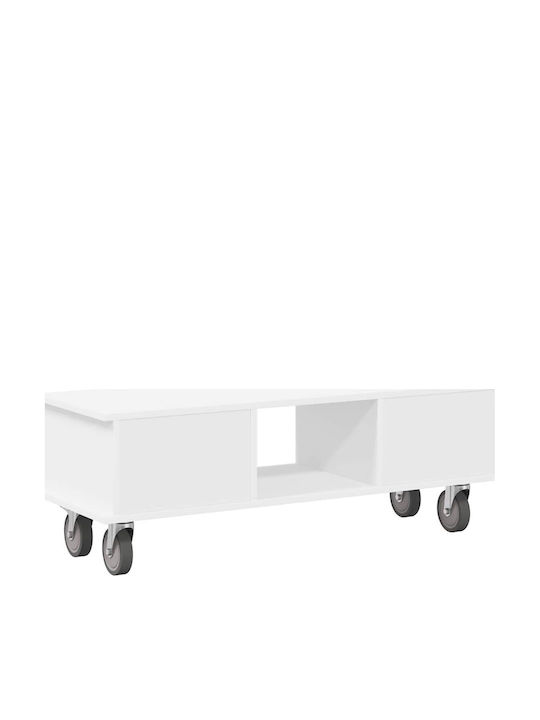 Έπιπλο Τηλεόρασης με Ρόδες Λευκό Μ100xΠ35xΥ35cm