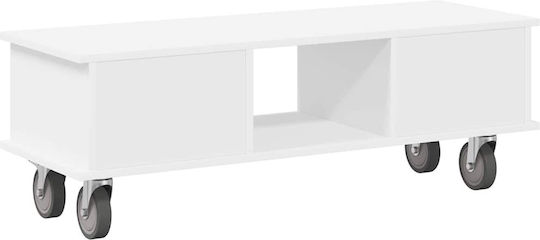 Έπιπλο Τηλεόρασης με Ρόδες Λευκό Μ100xΠ35xΥ35cm
