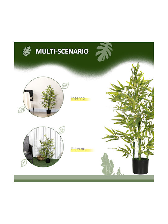 Homcom Artificial Bamboo Plant Height 90 Cm 504 Peva Pp Leaves Green Cement Pot Ø15x12.5 Cm 830-669v00gn