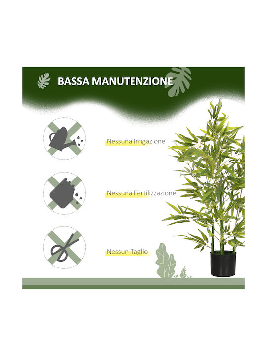 Homcom Artificial Bamboo Plant Height 90 Cm 504 Peva Pp Leaves Green Cement Pot Ø15x12.5 Cm 830-669v00gn