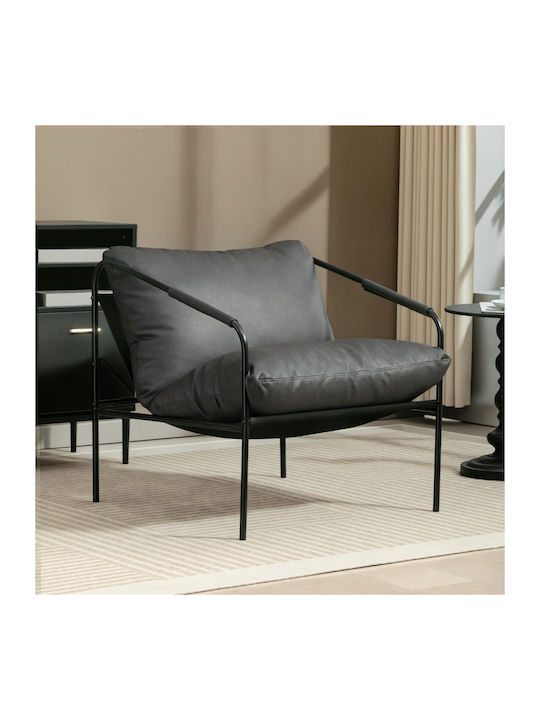HomCom Polstersessel aus Künstliches Leder Dunkelgrau 74.5x75x77cm